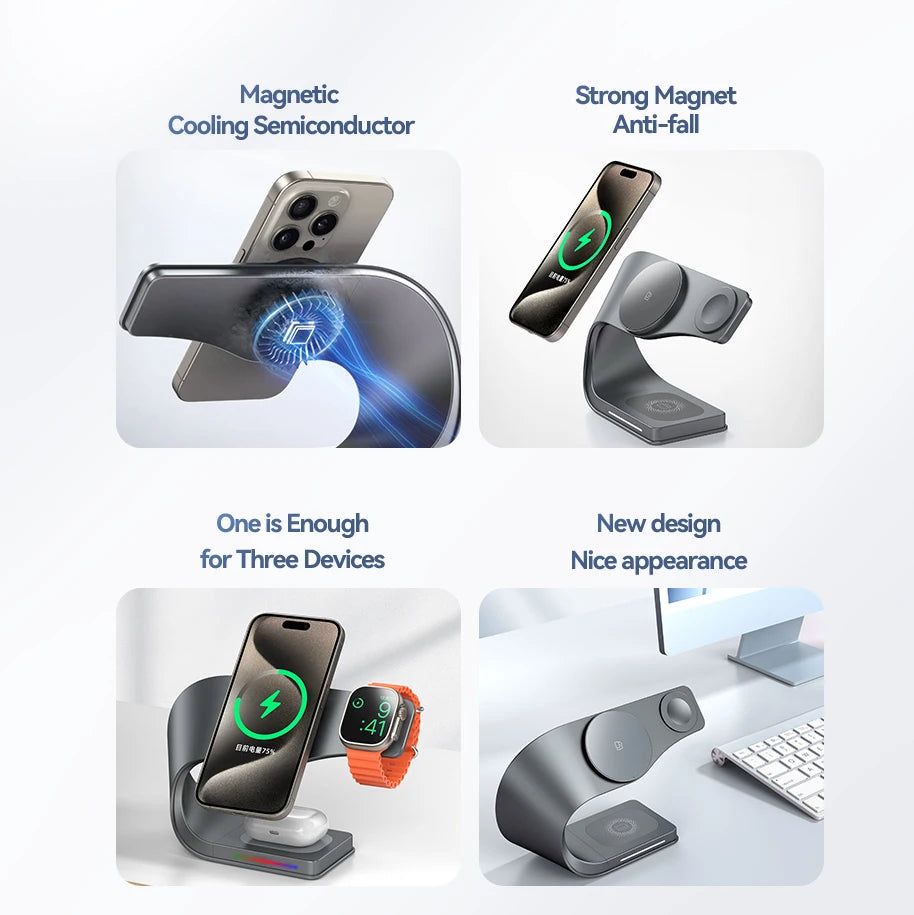 3-in-1 Magnetic Wireless Charging Station