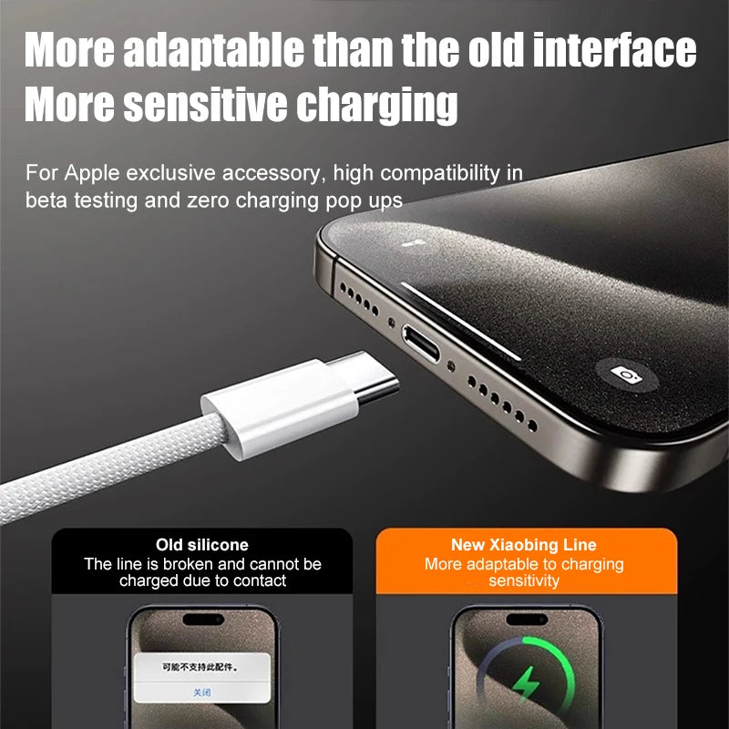 60W USB C Phone Cable For iPhone 16 | 15 | 17 Pro Max | 17 Air Plus Fast Charging Type-C